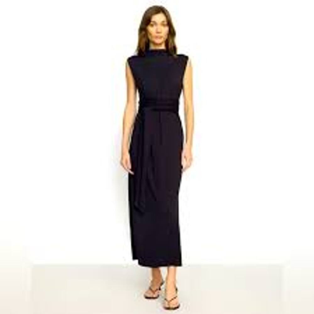MODERN CITIZEN Eden Dress Tie Waist Maxi STRETCHY Minimalist Size XL Black
